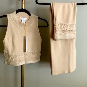 Knit Top Slit Stretch Skirt Tan House of Harlow Small